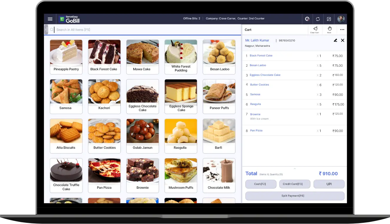 Cloud kitchen desktop POS system