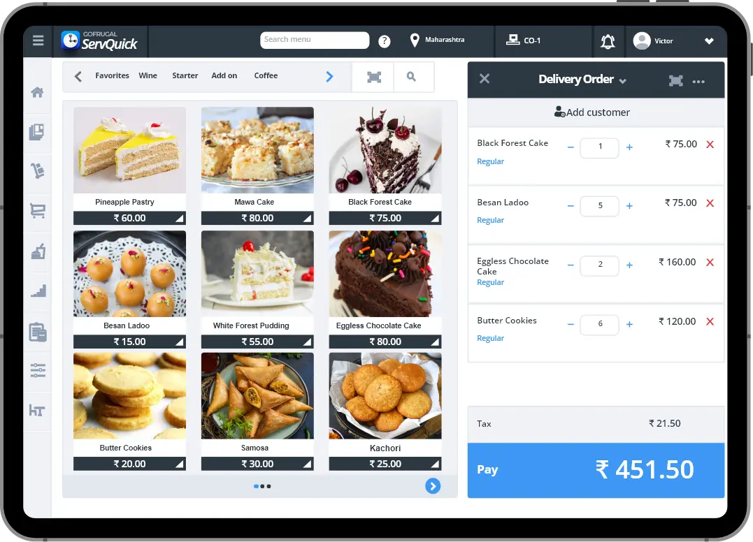 Cloud kitchen mobile POS system