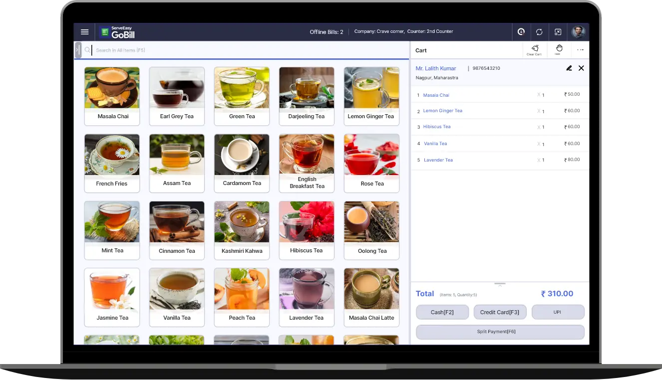 Tea shop desktop POS system