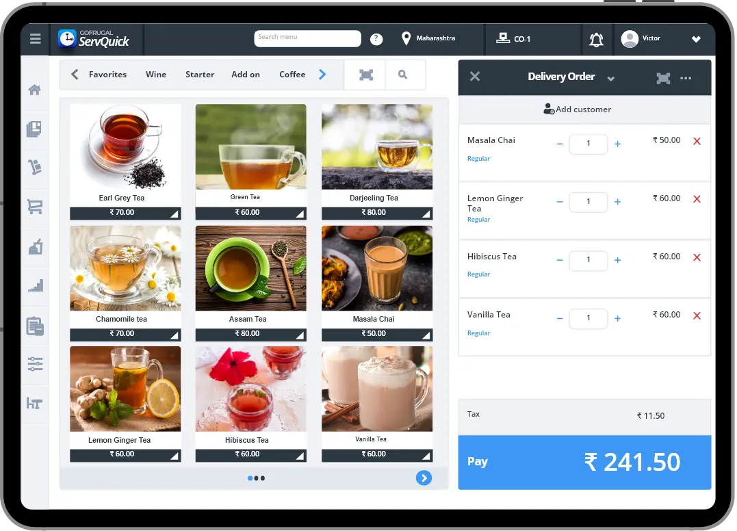 Tea shop mobile POS system